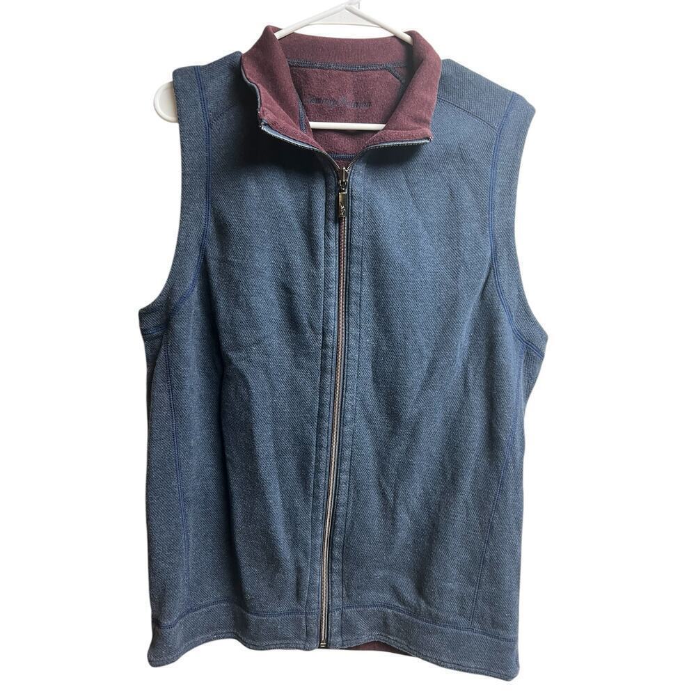 Tommy Bahama Men's Flipshore Reversible Full Zip Vest Coastline Heather Medium
